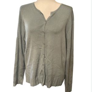 Talbots Silk Blue Gray Button Up Sweater